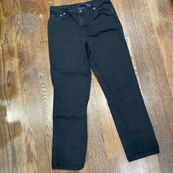Bill Blass Jeans Denim - Bill Blass Stretch Jeans Size 12 Black Denim Straight Leg Classic 5-Pocket Style